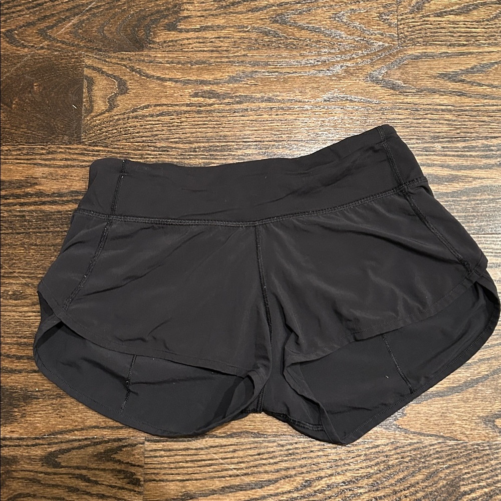 Lululemon Shorts Womens 2 Black Running Athletic Lined Back Zip Pocket Training